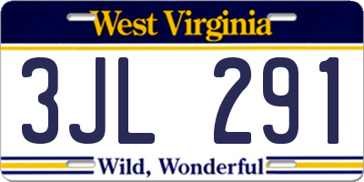 WV license plate 3JL291