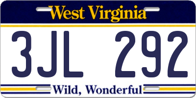 WV license plate 3JL292