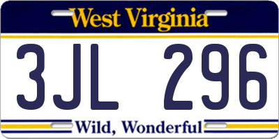 WV license plate 3JL296