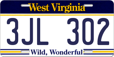 WV license plate 3JL302
