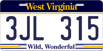 WV license plate 3JL315