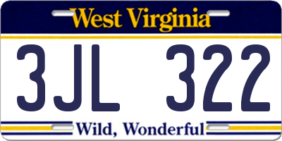 WV license plate 3JL322