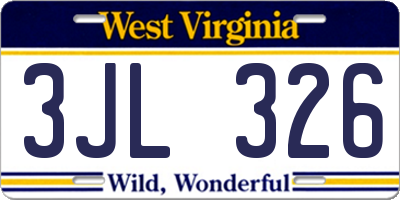 WV license plate 3JL326