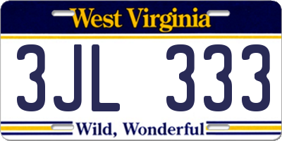 WV license plate 3JL333