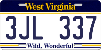WV license plate 3JL337
