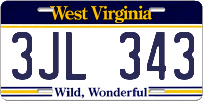 WV license plate 3JL343