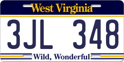 WV license plate 3JL348