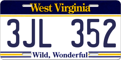 WV license plate 3JL352
