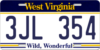 WV license plate 3JL354