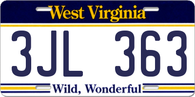 WV license plate 3JL363