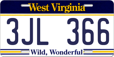 WV license plate 3JL366