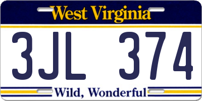 WV license plate 3JL374
