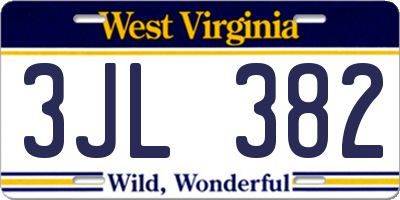 WV license plate 3JL382