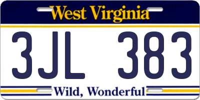 WV license plate 3JL383