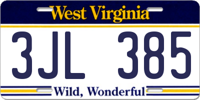 WV license plate 3JL385