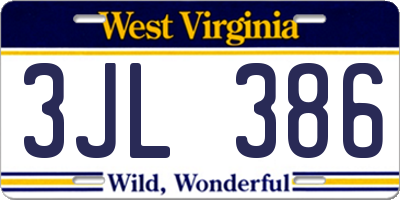 WV license plate 3JL386