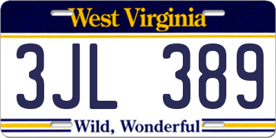 WV license plate 3JL389