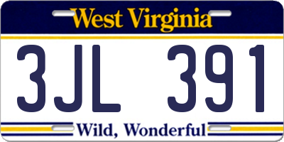WV license plate 3JL391