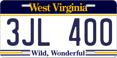 WV license plate 3JL400