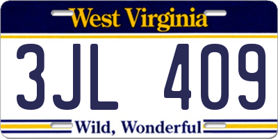 WV license plate 3JL409