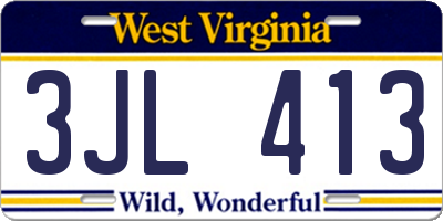 WV license plate 3JL413