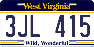WV license plate 3JL415