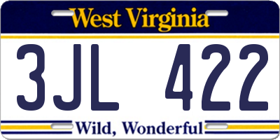 WV license plate 3JL422