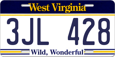 WV license plate 3JL428