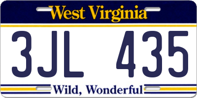 WV license plate 3JL435