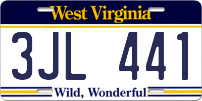 WV license plate 3JL441