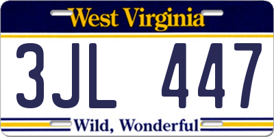 WV license plate 3JL447
