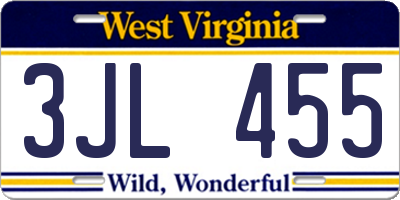 WV license plate 3JL455