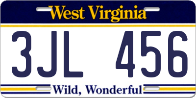 WV license plate 3JL456