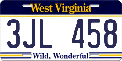 WV license plate 3JL458