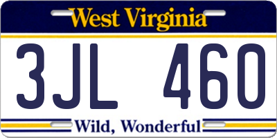 WV license plate 3JL460