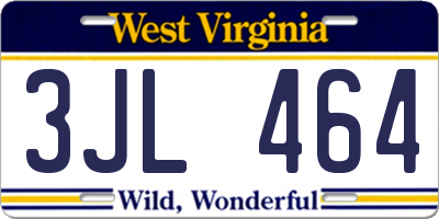 WV license plate 3JL464