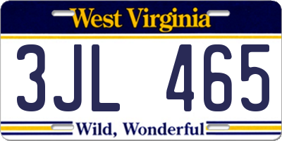 WV license plate 3JL465