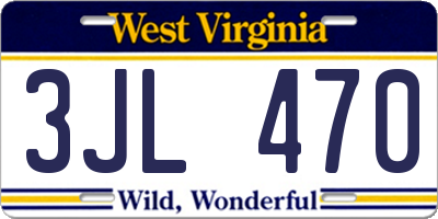 WV license plate 3JL470
