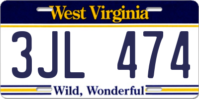 WV license plate 3JL474