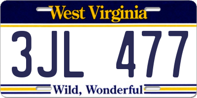 WV license plate 3JL477
