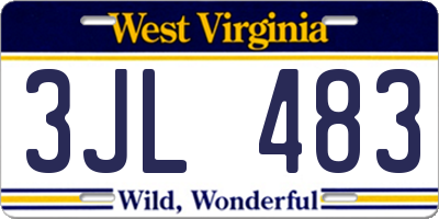 WV license plate 3JL483
