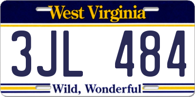WV license plate 3JL484