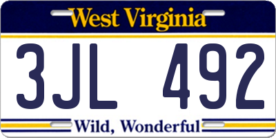 WV license plate 3JL492