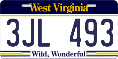 WV license plate 3JL493