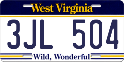 WV license plate 3JL504