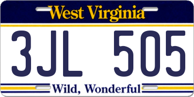 WV license plate 3JL505