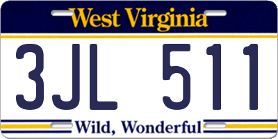WV license plate 3JL511