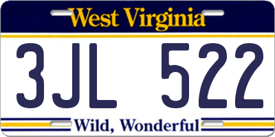 WV license plate 3JL522