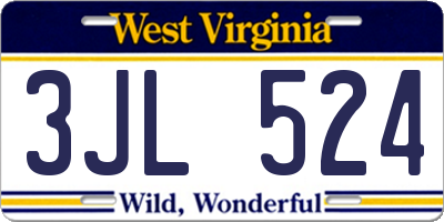 WV license plate 3JL524