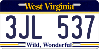 WV license plate 3JL537
